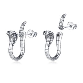 KZX Long Snake Earrings Sterling Silver 925 Hip Hop Dangle Snake Earrings for Women