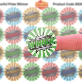 144 Colourful Prize Winner Stickers - 30mm Glossy Reward Stickers for Teachers & Parents