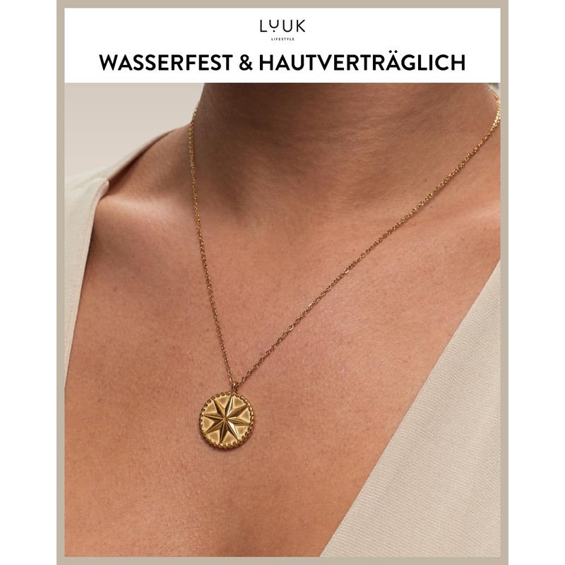 LUUK LIFESTYLE Filigree Necklace with Simple Pendant Made of Waterproof
