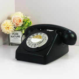 Benotek Black Landline Phone Corded Rotary Dial Telephones 1980'S Classic Old Style R...