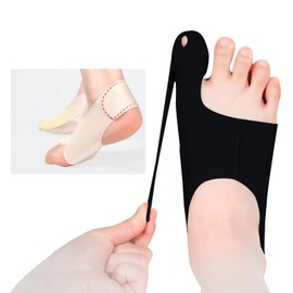 Toe Supporter [Ultra Thin] Toe Spread Bunion Supporter Silk Toe Pad Supporter Thumb Bend Feet Thin Unisex (Black, L/Left)