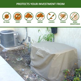 Formosa Covers | Air Conditioner Cover, Outdoor AC Unit Protection - Slit for Hose and Wiring - All Weather Winter Air Conditioner Cover - Extra Large - 38"L x 36"W x 38"H