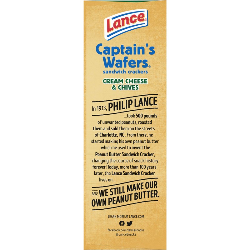 Lance Sandwich Crackers, Captain's Wafers Cream Cheese and Chives, 8