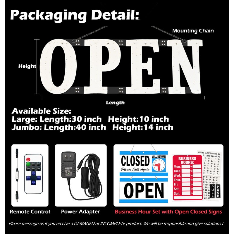 Led Open Signs for Business 40x14in Big Open Sign Led