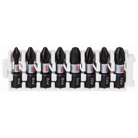 Bosch Accessories 8-Piece Screwdriver Bit Set Phillips (Impact Control, PH and PZ Bits - Length: 25 mm, Pick and Click, Accessories Impact Wrench Drill)