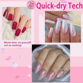 AZUREBEAUTY 2 Colors Nail Polish Set,Glitter Pearl White& Raspberry Red Vegan Nail Polish Set,Quick Dry Natural Boundless Shine Fingernail Polish Nurse Kit Salon-Quality for Women 2Pcs 0.34 oz