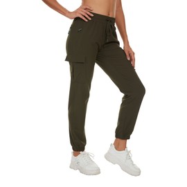 Arunlluta Hiking Pants Women Lightweight Cargo Pants Quick Dry Joggers for Women with Pockets Water-Resistant Travel Pants Army Green