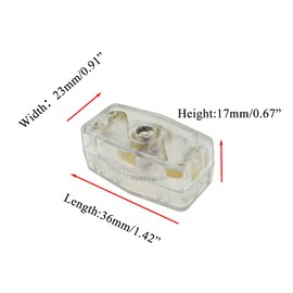 HAHIYO Hahiyo 3A 125V Inline Rotary Cord Switch Adjustable Rotary Double Pole Control Switches Compact Wiring Design Bedroom Table Lamp Light Gauge Wire SPT2 CordTransparent2P