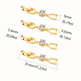Lovejftty Gold Necklace Bracelet Extender for Women, 4pcs Cubic Zirconia Foldover Extension Jewelry Clasps for Jewelry Making