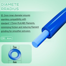 PTFE Teflon tubing 16.5ft 5m with Cutter&Connect, 2mm ID X 4mm OD 3D Printer Hose, Food Grade High Temperature Tube Pipe for Most 1.75mm Filament PLA ABS 3D Printer(Blue)