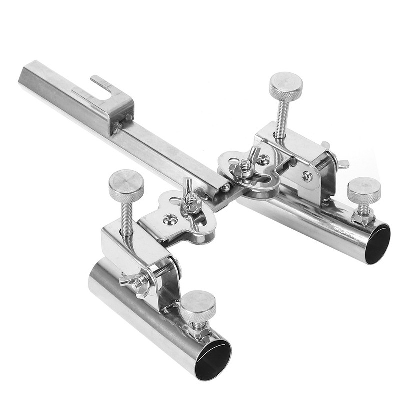 AntiRotary Stainless Steel Double Fishing Rod Holder Stepless FineTuning Fishing