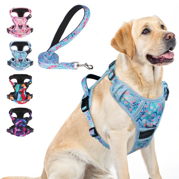 BEAUTYZOO No Pull Dog Harness Large, Adjustable Dog Harness and