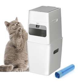 GKJ Cat Litter Box Waste Disposal System for Odor Control Cat Litter Trash Can | Includes 1 roll of 16 Easy Tear-Off Bags | Diaper Trash Can
