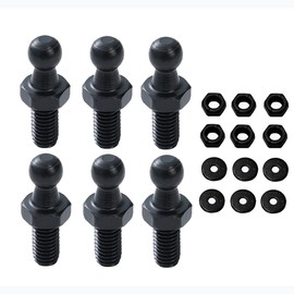 TOOMYAUTO 10mm Ball Studs with Hardware, M8 Ball Screws 5/16-18 Thread x 1/2" Long Shank for Gas Struts Lift Support Strut Fitting, Pack of 6 (Black)