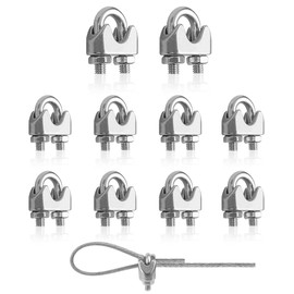 YEYIT 10 Pcs Wire Rope Clip M3 Cable Clamp 3mm,for 3mm Wire Rope,Stainless Steel Rope Grips,Wire Rope Clamp U-Shape Bolt Saddle Fastener for Tensioning Wire Ropes,for Industry Household Transportation