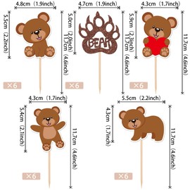 30 piezas de adornos para magdalenas de oso con texto en inglés "We Can Bearly Wait", para baby shower, cumpleaños, decoración de cupcakes, decoración para fiestas de cumpleaños, decoración de pasteles