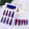 ROFIBUT 24PCS Chrome Press on Nails Fluorescent Laser Mirror Holographic