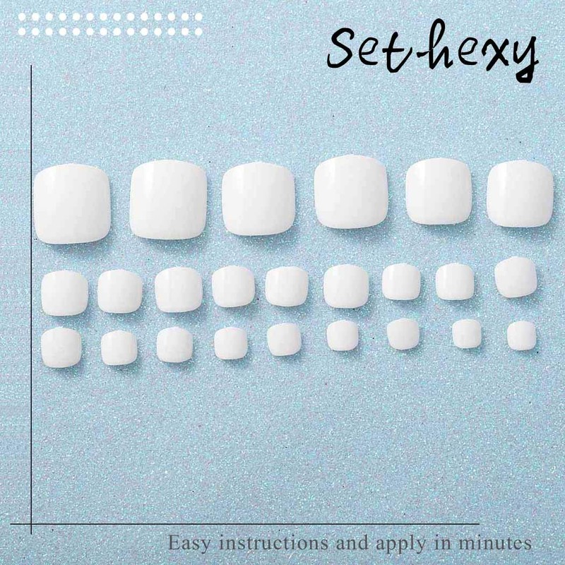Sethexy - Uñas postizas de color sólido, brillantes, cuadradas, con