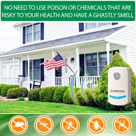 RX-78, Ultrasonic Pest Control Repeller - Electronic & Ultrasound, Indoor Plug-in Repellent - Get rid of - Rodents, Mice, Squirrels, Bats, Insects, Bed Bugs, Ants, Fleas, Spiders, Roaches (4Pack)