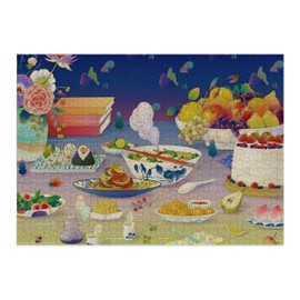 Cloudberries Epicurean Puzzle, 1000 Piece Food Jigsaw Puzzles for Adults, Fruit Puzzle 1000 Pieces with Dreamy Blue, Yellow and Pink Colours