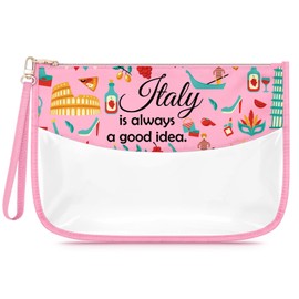 Italy Travel Gift Makeup Bag Italy Themed Gift for Women Italian Traveller Italy Lover Gift Travel Trip Souvenir for Friends Sister Mom Cosmetic Bag Christmas Bachelorette Present Zipper Travel Pouch