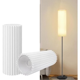 Drum Lamp Shades for Floor Lamps Chandelier, 15.7"x6.1"x6.1" Replacement Lamp Shades, Large Pleated Lamp Shade, Linen Round Lampshades, White Barrel Lamp Shade, Tall Lamp Shade for Modern Interiors …