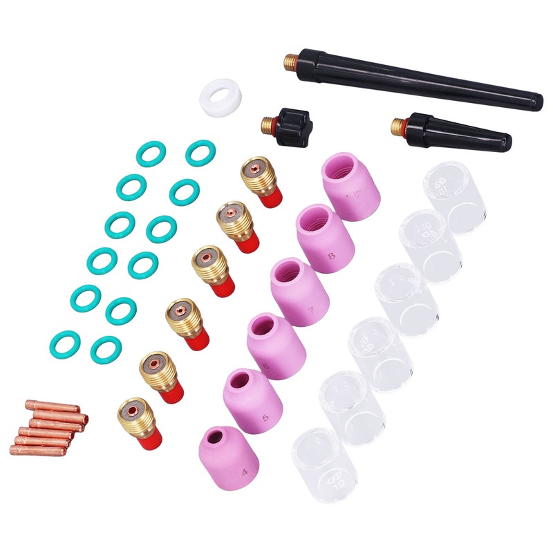 40Pcs TIG Welding Torch Accessories Kit Collet Alumina Nozzle Gas