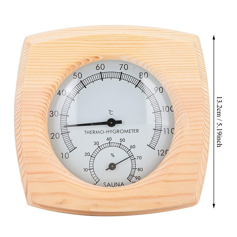 Sauna Thermometer/Hygrometer, Analog Hygrometer, Wall Mounted, High Precision, Easy to