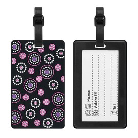 ZOUIQSS Luggage Tags Pack of Two,Baggage Tags Suitcase ID Labels Business Card Holder/Travel ID Bag Tag(Black Flower)