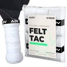 ADV Pickleball Grip Tape - 6-Pack Durable Pickleball Overgrip - Sweat Absorbing Pickleball Grip Overgrips - Dry & Comfortable FeltTac Pickleball Paddle Grip Tape - Easy to Use & Install - White
