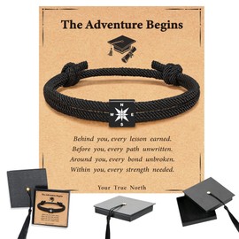 Jesvo Graduation Gifts Bracelet for Him 2026 High School 8th 10th Grad Grade College Compass Bracelet Jewelry Men Presents Ideas Grad