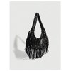 MakeMeChic Women's Studded Faux Leather Shoulder Bag Zipper Fringe Y2k