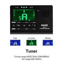 Donner DMT-01 Digital Metronome Tuner Tone Generator 3 in 1 for Guitar, Piano, Trumpet, Chromatic Instruments