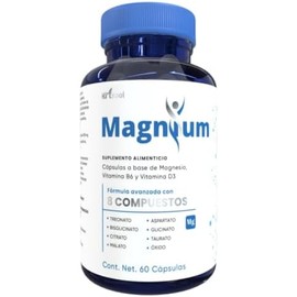 60 Capsulas, 8 Compuestos de Magnesio Premium, (Treonato, Aspartato, Bisglicinato, Citrato, Glicinato, Taurato, Malato, Óxido)