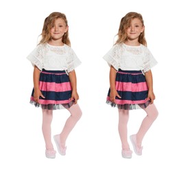 MYCHICLEGS - Girls 60 Denier Opaque Microfibre Tights - 22 Colours - Sizes from 2 to 12 Years, Light Pink 2 Pack