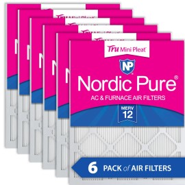 Nordic Pure 24x30x1 Nordic Pure Tru Mini Pleat MERV 12 AC Furnace Air Filters 6 Pack