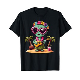 Funny Alien Hawaiian Costume Kids Summer Vacation Alien T-Shirt