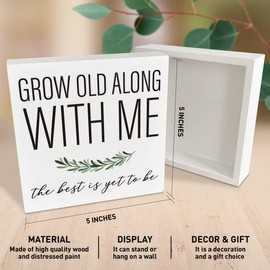 Romantic Bedroom Wooden Box Sign, Grow Old Along with Me, Wedding Marriage Home Master Bedroom Decor, Farmhouse Home Bedroom Desk Decorations, Valentines Day Gifts for Him Her Wife Husband