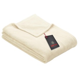 Ibena Olbia Cuddly Blanket 130 x 180 cm – Fluffy, Warm & Washable, Fleece Blanket Wool White Plain