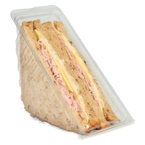 Sunrise Packaging 50 x Deep Fill Sandwich Wedges with Hinged Lids - Recyclable Clear Container/Sandwich Triangle/Lunch Box/Pack Lunch