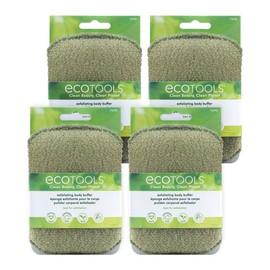 EcoTools Exfoliating Body Buffer, for Body Cleansing, Designed with Strap, Sustainable and Vegan Body Scrubber, 4 Count (Pack of 1)