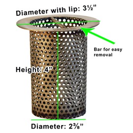 3" Commercial Floor Drain Strainer, 4" Tall, Perforated Stainless Steel
