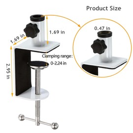 Jhanw Desk C-Clamp with 1/2" Thread Hole, C Clamp for Microphone Stand, Adjustable Metal Table Clamp on Desk Lamp, Black Desk Lamp Clamp for Swing Arm Magnifying (2, white)