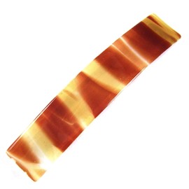 Glass Barrette - 3.5" 9cm - Circus Confetti Tan Brown Caramel Chocolate Sepia White Beige Tortoise Swirl Streaky Accents Slide Clip Hair Accessories