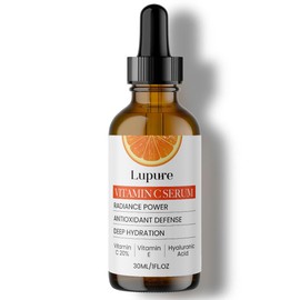 Lupure Professional Vitamin C Face Serum 20%, Anti Aging Facial Super Vit C Serum with Ascorbic Acid Hyaluronic Acid & Vitamin E for Dark Spots, Skin Care, Christmas Gift & Stocking | 1 Fl. Oz