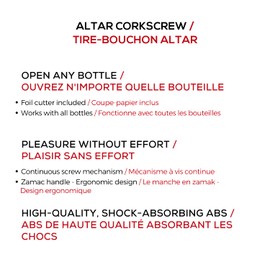 Peugeot - Altar Corkscrew - Continuous Turn Manual Bottle Opener with Foil-Cutter, Black, 17.5 cm