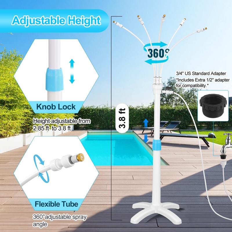 Stand Mister System, Portable Misting Cooling System with Upgrade Adjustable
