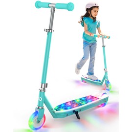Gyroor Kids Electric Scooter - Cool Light, Adjustable Handlebar (29.5"-33.5"), 5 MPH Max Speed, 121 LBS Load Capacity, 2-Hour Charging, 4" Wide Tires, Foot Sensor Safe Riding for Kids Gyan