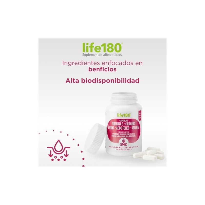 Life180 Dúo Vitamina E, Colágeno, Biotina Pack de 2, 60