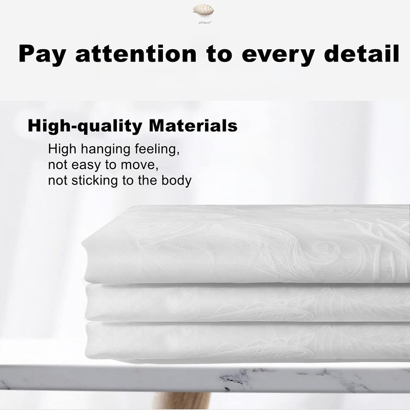 Conch Starfish PEVA Shower Curtains, Waterproof Semitransparent Shower Curtain Liners